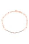 Meshmerise Diamond Paperclip Chain Bracelet In Rose
