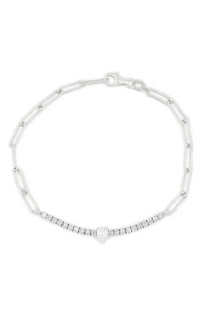 Meshmerise Diamond Paperclip Chain Bracelet In White