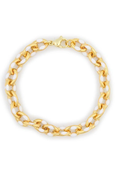 Meshmerise Enamel Chain Bracelet In Gold