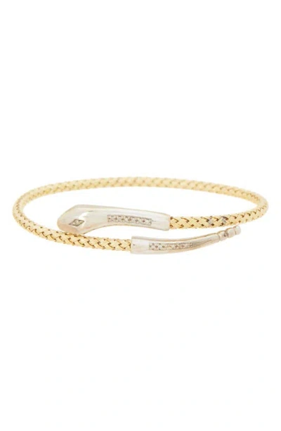 Meshmerise Pavé Diamond Bypass Bracelet In Yellow