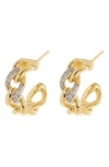 Meshmerise Pavé Diamond Chain Hoop Earrings In Gold