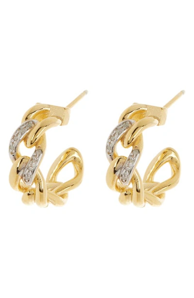 Meshmerise Pavé Diamond Chain Hoop Earrings In Gold