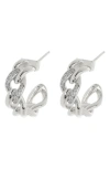 Meshmerise Pavé Diamond Chain Hoop Earrings In Metallic