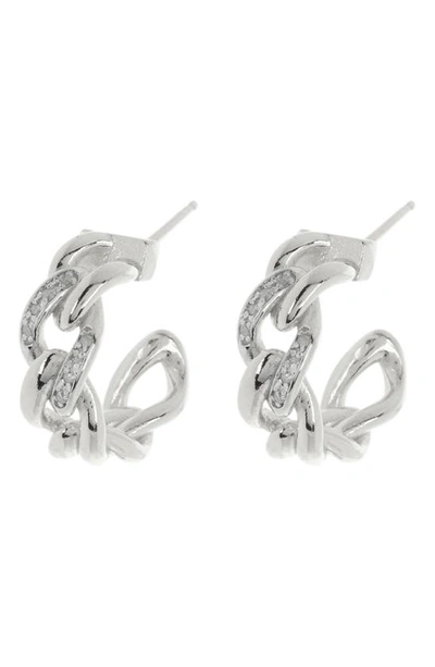 Meshmerise Pavé Diamond Chain Hoop Earrings In Metallic