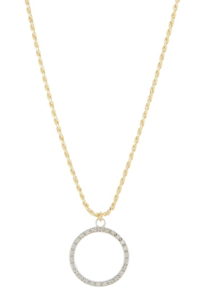 Meshmerise Pavé Diamond Circle Pendant Necklace In Gold