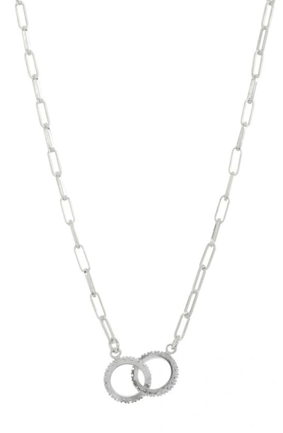 Meshmerise Pavé Diamond Interlocking Circle Pendant Necklace In Metallic