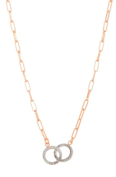 Meshmerise Pavé Diamond Interlocking Circle Pendant Necklace In Pink