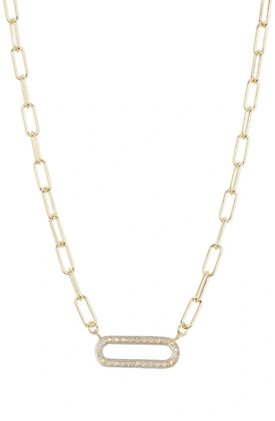 Meshmerise Pavé Diamond Oval Pendant Necklace In Gold