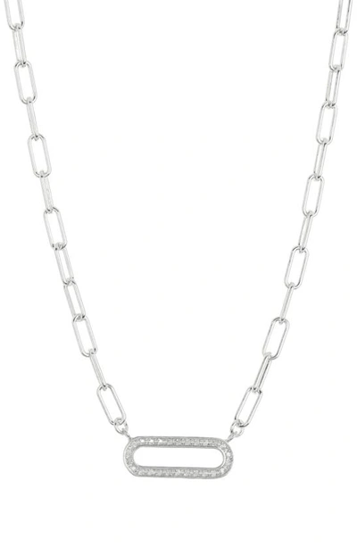 Meshmerise Pavé Diamond Oval Pendant Necklace In Metallic