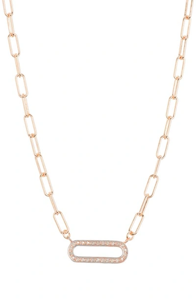Meshmerise Pavé Diamond Oval Pendant Necklace In Pink