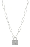 Meshmerise Pavé Diamond Padlock Pendant Necklace In Metallic