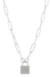 Meshmerise Pavé Diamond Padlock Pendant Necklace In Silver