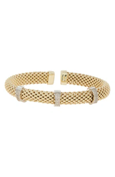 Meshmerise Pavé Diamond Station Bangle Bracelet In Yellow