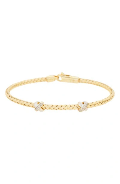 Meshmerise Pavé Diamond 'x' Bangle Bracelet In Yellow Gold