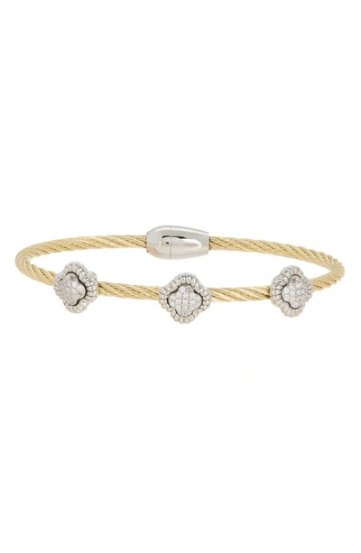 Meshmerise Two-tone Wire Cz Station Bracelet In Gold