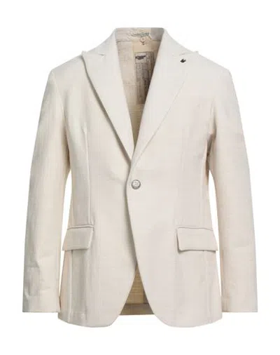 Messagerie Man Blazer Ivory Size 42 Cotton, Polyester, Linen In White