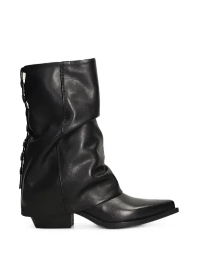 Metisse Texan Slouchy Stud-embellished Boots In Black