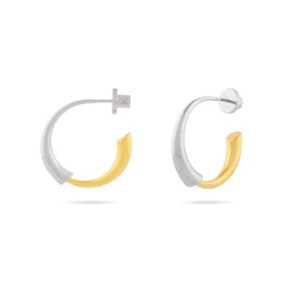 Meulien Women's Gold / Silver Gold And Silver Bi-color Double Arc Hoop Earrings - Silver Top, Gold Bottom In Multi