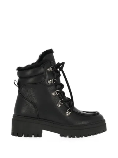 Mexx Lace-up Shearling Boots In Black