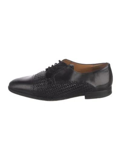 Pre-owned Mezlan Leather Patterned Oxfords In Black