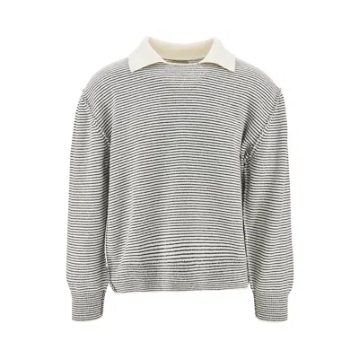 Mfpen Striped Wool Sweater With Collar In Gray