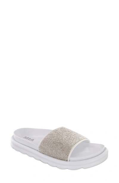Mia Biz Crystal Waterproof Slide Sandal In White
