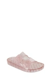 Mia Kids' Little Jewell Buckle Slide Sandal In Translucent Pink Glitter
