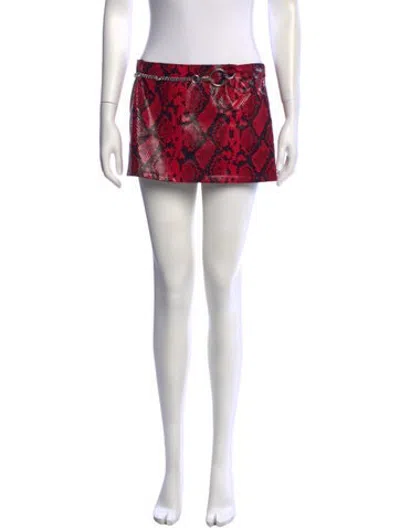 Pre-owned Miaou Animal Print Mini Skirt In Red
