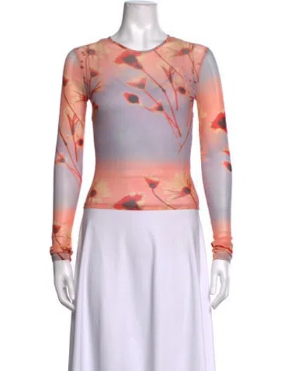 Pre-owned Miaou Floral Print Crew Neck Top In Orange