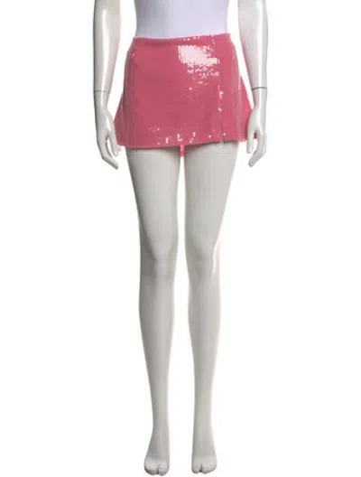 Pre-owned Miaou Patterned Mini Skirt W/ Tags In Red