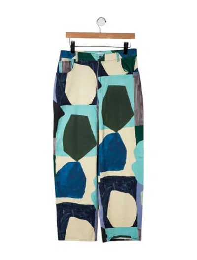 Pre-owned Miaou Patterned Straight Leg Pants In Blue/green