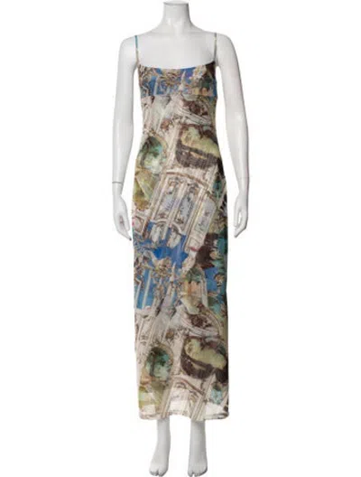 Pre-owned Miaou Printed Long Dress In Blue