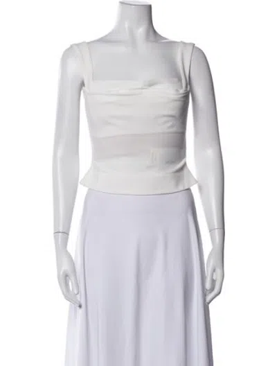 Pre-owned Miaou Square Neckline Sleeveless Crop Top In White