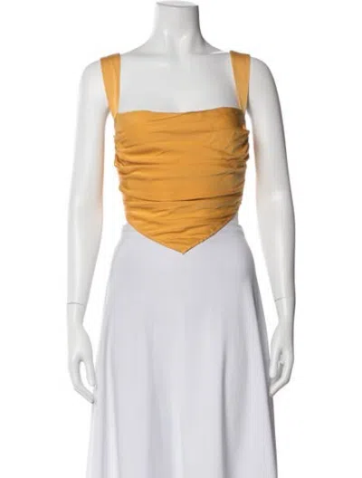 Pre-owned Miaou Square Neckline Sleeveless Crop Top In Yellow