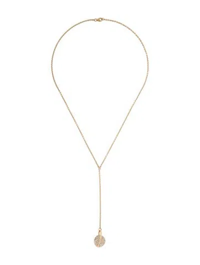 Pre-owned Michael Aram 18k Diamond Botanical Leaf Lariat Necklace, 16" In Multicolor