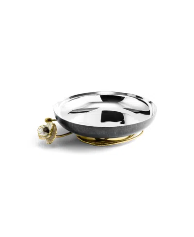Michael Aram Anemone Small Footed Platter In Stainless Steel