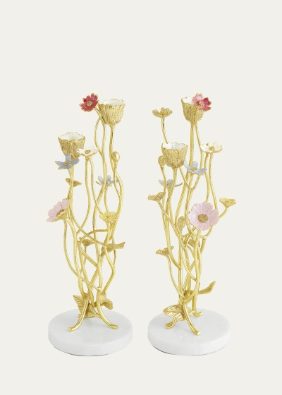 Michael Aram Wildflowers Candleholders, Set Of 2 In Gold