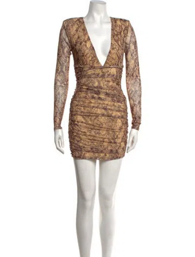 Pre-owned Michael Costello X Revolve Animal Print Mini Dress W/ Tags In Brown
