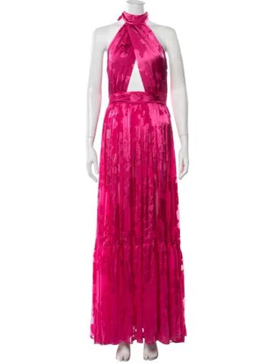 Pre-owned Michael Costello X Revolve Floral Print Long Dress In Pink