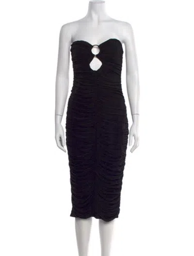 Pre-owned Michael Costello X Revolve Strapless Midi Length Dress In Black
