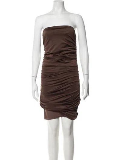 Pre-owned Michael Costello X Revolve Strapless Mini Dress In Brown