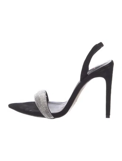 Pre-owned Michael Costello X Revolve Suede Sandals In Black