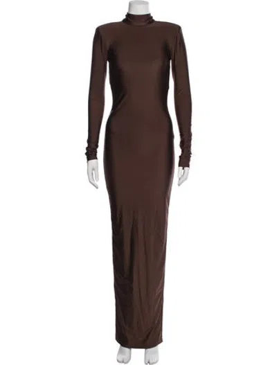 Pre-owned Michael Costello X Revolve Turtleneck Long Dress In Brown