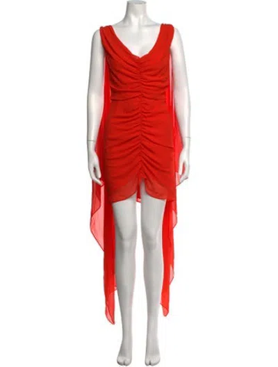 Pre-owned Michael Costello X Revolve V-neck Mini Dress In Orange