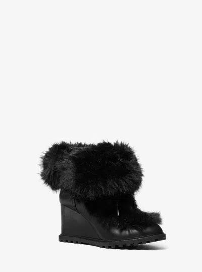 Michael Kors Blakely Faux Fur Wedge Boot In Black