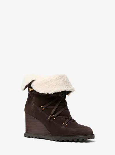 Michael Kors Blakely Suede Wedge Boot In Brown