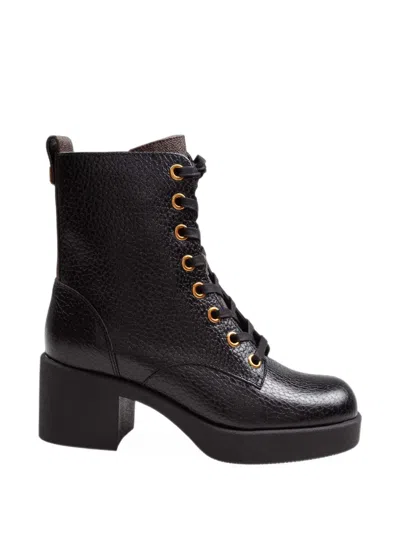 Michael Kors Bryant Lace-up Leather Combat Boots In Black