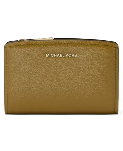 Michael Kors Bryant Leather Zip Around Bifold Wallet In Chartreuse