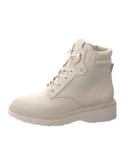 Pre-owned Michael Kors Canvas Lace-up Boots In White