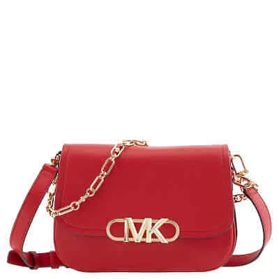 Pre-owned Michael Kors Crimson Leather Medium Parker Messenger Bag 30f2g7pc5l-602 In Red